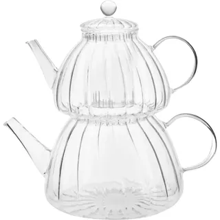 KARACA Lori Teekanne aus Glas, 0,6-1,2 Litern, Glasgriff verbindet Eleganz mit Design, Glas-Teekanne, Türkischer Teekocher, Induktionsgeeignet, Mıttelgrosses, Zeit Zubereiten