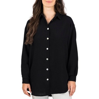 DENIMFY Hemdbluse Damen Bluse DFMathilda Oversize Fit Basic Musselin Hemd aus 100% Baumwolle