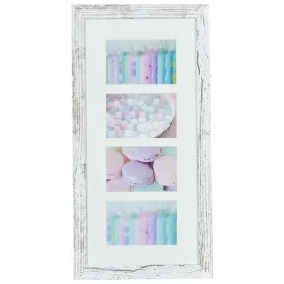Levandeo® Bilderrahmen Collage, Bilderrahmen 28x54cm Weiß Braun 10x15cm 4 Fotos Shabby Chic Vintage 4 Fotos - 10x15