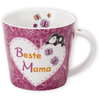 Sheepworld Tasse mit Spruch Beste Mama | Kaffeetasse mit Herz, Porzellan, Rosa | Geschenk für Mama, Muttertag, Geburtstag, Weihnachten | 43472