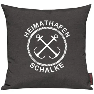 Shirtinstyle Sofakissen Heimathafen Schalke, Kissen, Meer, Heimatort, Stadt, Urlaub, Größe 40 x 40cm, Farbe Anthrazit