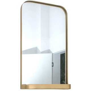 Bathroom mirror Gold Schmiedeeisen Grenze Badezimmerspiegel, EuropäIsche Wandmontage Mit Rack Kosmetikspiegel, Einfache Wandspiegel