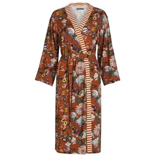 Essenza Kimono Sarai Filou, Kurzform, Viskose, Kimono-Kragen, Gürtel, mit wunderschönem Blumenprint braun XS