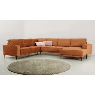 OTTO home Wohnlandschaft OTTO HOME "OLAND U-Form, XXL, B: 342 cm, Skandi-Design", orange (brick), B:342cm H:85cm T:260cm, 100% Polyester, Sofas, Wohnlandschaft, Skandi-Design in Struktur, Flachgewebe, Luxus-Microfaser, Boucle