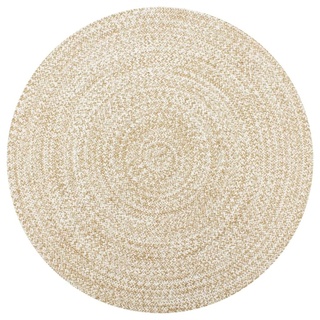 Teppich Handgefertigt Jute Weiß und Natur 150 cm 133724