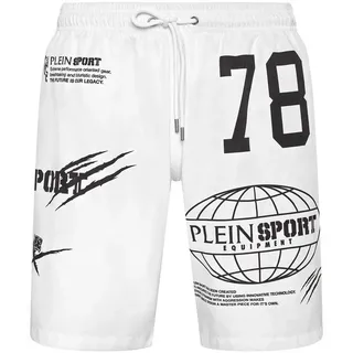 PLEIN SPORT Badehose Logo weiß XS