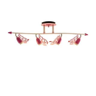 Deckenstrahler Schmetterlinge Holz rosa , rosa/pink , Maße (cm): B: 100 H: 25 T: 25