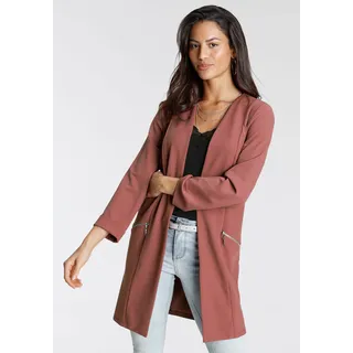 Longblazer LAURA SCOTT, Damen, Gr. 40, rosa (rosebraun (nachhaltiges material)), Jersey, Obermaterial: 97% Polyester, 3% Elasthan, feminin, figurbetont, tiefer V-Ausschnitt, 3/4-Ärmel, Blazer, mit Reißverschlüssen, Topseller