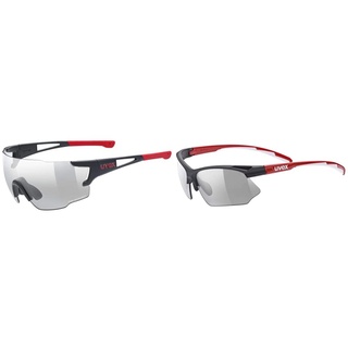 Uvex Unisex – Erwachsene, sportstyle 804 V Sportbrille, selbsttönend, black mat red/smoke, one size & Fahrradbrille Sport- Sonnenbrille Sportstyle 802 Vario Black red White