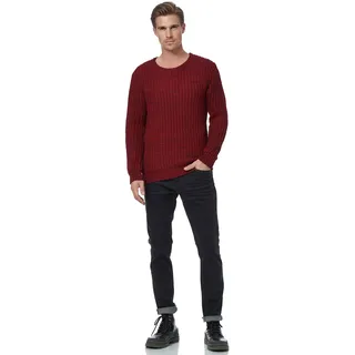 Strickpullover RUSTY NEAL, Herren, Gr. XL, rot, 70% Polyacryl, 30% Baumwolle, unifarben, normal, Rundhals, Pullover Strickpullover, im modischen Strick-Design