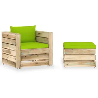 furnicato Gartenlounge-Set Paletten-Lounge-Set aus imprägniertem Kiefernholz, 77x70x66 cm, (1-tlg), Witterungsbeständige Sitzgruppe mit modularem Design und Polstern grün 70 cm x 66 cm x 77 cm