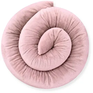 Bebeloo Bettschlange Bettrolle Bettkissen Seitenschläferkissen Stillkissen Kuschelkissen Bettumrandung Zugluftstopper(Pastellrosa, 140 cm)