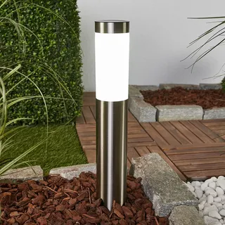 LINDBY Solarleuchte Edelstahl 61 cm 1-flammig spritzwassergeschützt grau