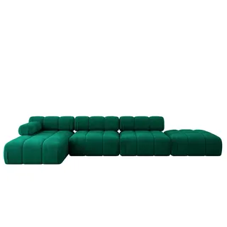 altdecor Eckcouch Samt 6-Sitzer Dunkelgrün