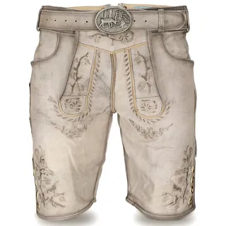 Steigenhöfer Manufaktur Trachtenlederhose FRANZ Vintage Trachtenhose mit Gürtel Nubukleder - Ideal für Dein Oktoberfest Herren Outfit beige 62