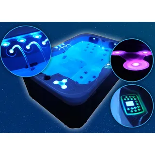 Outdoor Whirlpool Profi mit Heizung LED Ozon Hot Tub Spa 3 Personen 195 x 127 cm