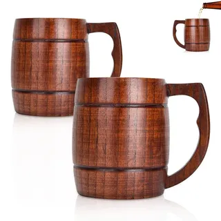 Holzbecher Set von 2 - Hitzebeständige Kaffeebecher für Zuhause und Camping
