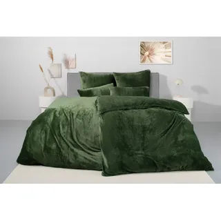 OTTO home Bettwäsche Desner3, besonders weich im Griff, Cashmere-Touch, Fleece, 2 teilig, Bettwäsche mit Reißverschluss grün