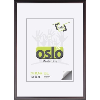 OSLO MasterLine Bilderrahmen 21 x 30 exakt Din A4 stahl matt dunkel silber Aluminium Echt-Glas Aufsteller Alu