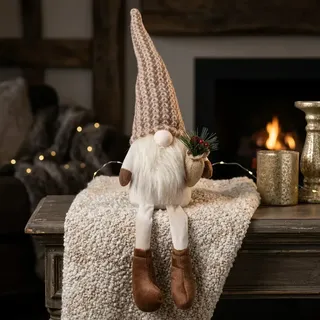 Wichtel Kantenhocker Deko Figur Gnom sitzend 20cm (50cm) Weihnachtswichtel braun