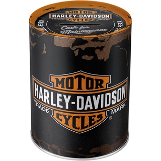 Nostalgic-Art Retro Spardose, 1 l, Harley-Davidson Genuine Logo – Geschenk-Idee für Biker, Sparschwein aus Metall, Vintage Blech-Sparbüchse