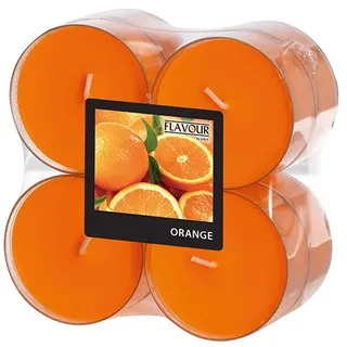 Papstar Maxi-Duftteelichter, Orange, Ø 59 mm · 24 mm, "Flavour", 6 x 8 Stück