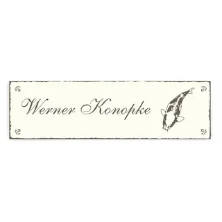 Selbstklebendes Türschild « KOI KARPFEN » Schild mit persönlichem Wunschnamen Name - Klingelschild - Japan Garten Teich Fische