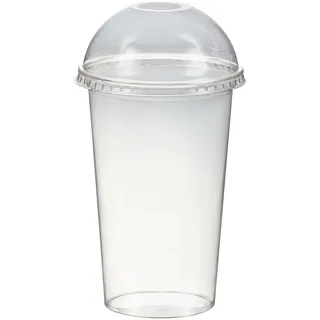 VEPATIM 150x Smoothiesbecher + Domdeckel mit Öffnung 500 ml O 95mm PET glasklar