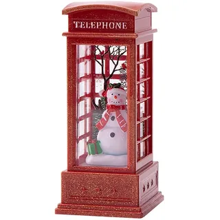 DKaony Weihnachts Schneekugel Laterne, Santa Telefonzelle Schneemann Familienszene Telefonzelle Weihnachtsbaumschmuck Glitzernde Wasserkugel Laternendekoration