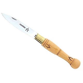 Nontron 87308 Messer, Klinge aus Edelstahl T12, Griff 10,5 cm, Holzkugel aus Buchsbaum mit Gravur