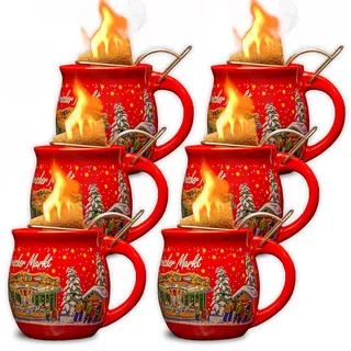 Feuerzangentasse 6er im Karton, Rot/Historischer Markt - für Feuerzangenbowle