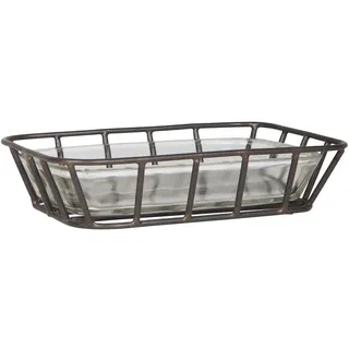 IB Laursen Seifenschale Seifenablage Seifenhalter Metallständer Glas Vintage Landhaus Shabby, 14,5 x 10,5 x 3 cm, (0319-00)