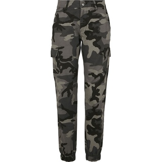 Urban Classics - Camouflage/Flecktarn Cargohose - Ladies High Waist Camo Cargo Pants - 26 bis 29 - für Damen - Größe 27 - darkcamo - 27