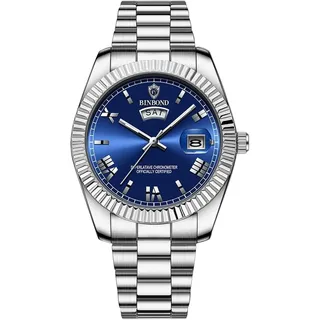 Quarz Analog Uhr 30m Wasserdicht Römische Ziffern Zifferblatt mit Wochendatum Kalender und Leuchtzeigern Vatertagsgeschenk