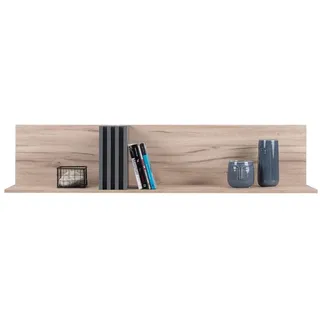 Lomadox Wohnzimmer Wandregal 140 cm breit in Eiche, modern mit 2 Ablageflächen & Dekoelement