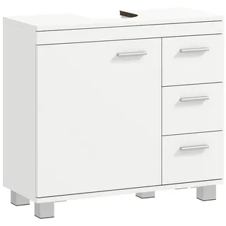 Homcom Waschbeckenunterschrank Unterschrank mit Schubladen Soft-Close Tür U-förmigen Ausschnitt Badezimmerschrank Waschtischunterschrank Badschrank für Badezimmer 70 x 30 x 64 cm Weiß