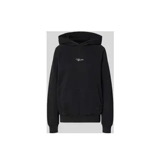 Hoodie mit Label-Stitching, Black, M