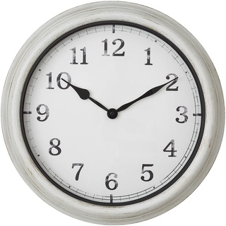 TFA Dostmann Analoge XL-Wanduhr Outdoor, 60.3067.02, große Uhr, im Retro Design, spritzwassergeschützt, aus Metall und mit Glas, für die Terrasse/Balkon, Weiß
