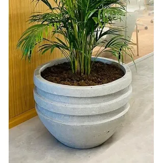 Casa Padrino Luxus Beton Blumentopf Grau Ø 80 x H. 60 cm - Wohnzimmer & Garten Deko Pflanzentopf