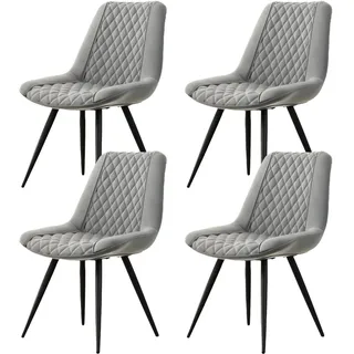 Hti-Living Esszimmerstuhl Astrid Kunstleder grau 4er Set