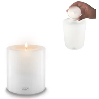 Qult Teelichthalter Qult Farluce Trend - Durchm. 10cm Teelichthalter in Kerzenform Dauerkerze Kunststoffkerze in Kerzenoptik Teelichtkerze mit Teelichteinsatz inkl, Teelicht 12 cm