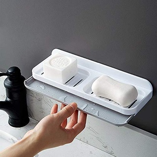 ZiQE Seifenschale für Dusche, Ohne Bohren Wandmontage Seifenschalen, Selbstklebend Duschseifenhalter für Badezimmer, Küche Schwamm (Grau-Weiß)