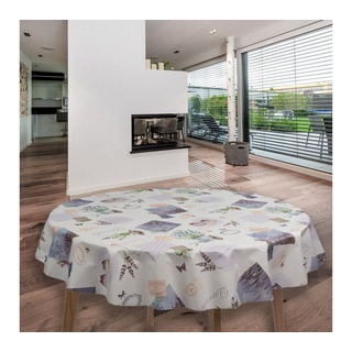 laro Tischdecke Wachstuch-Tischdecken Lavendel Lila Weiß Rund 140cm