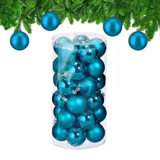 Relaxdays Weihnachtskugeln im 30er Set Silber,Türkis