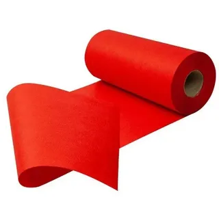 Sensalux Tischläufer Vlies 50 cm x 25 m Rot, abwaschbar | wasserabweisend, stoffähnliches Tischband, OEKO-TEX, Party Hochzeit Catering Event