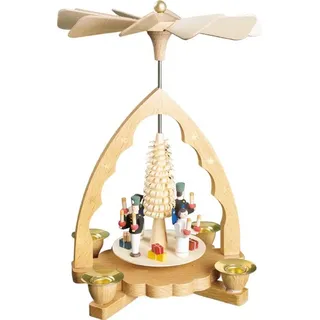 Richard Glaesser Weihnachtspyramide Pyramide Engel und Bergmann, Höhe 19 cm, Handwerkskunst original Erzgebirge