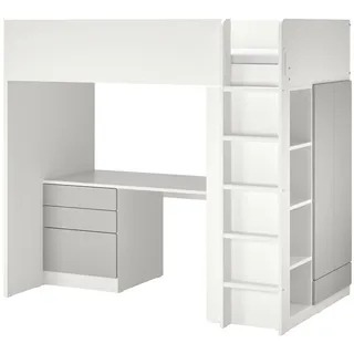 IKEA SMÅSTAD Hochbett weiß grau/mit Schreibtisch 4 Schubladen