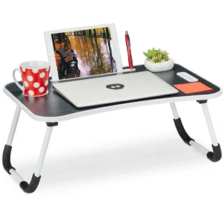 Relaxdays Laptoptisch Schwarz, Kunststoff, Metall, 63x26x40 cm, Arbeitszimmer, Bürozubehör
