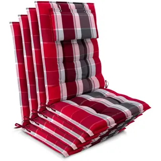 Beautissu Hochlehner Auflage 120 x 50 x 8 cm Rot-Gestreift 4-tlg.