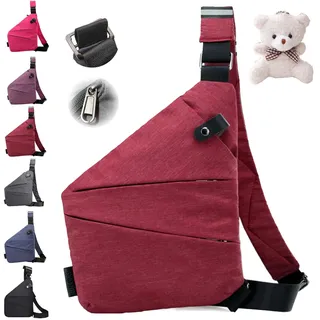 Gipfelfreund Anti Diebstahl Tasche, Gipfelfreund Tasche, Tasche Diebstahlsicher, Gipfelfreund Anti Diebstahl Umhängetasche Damen Herren (Weinrot, Rechts) - Rechts